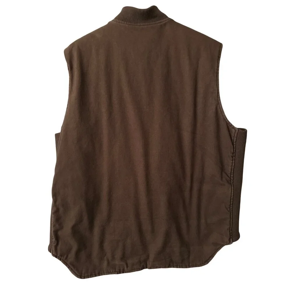 Craftsman Vintage Brown Work Vest Canvas Quilted With Zipper Close & Pockets XL - Picture 2 of 8